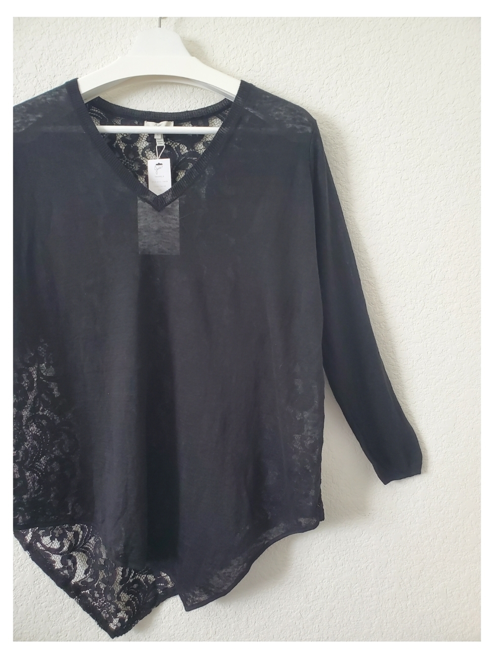 Joie Tambrel B Black Linen Sheer Lace Back Lightweight Tunic Top S Lagenlook
